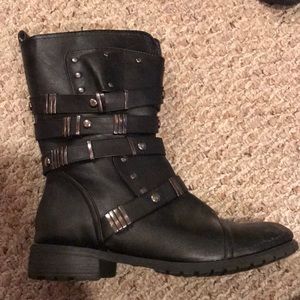 Black mid-calf boots
